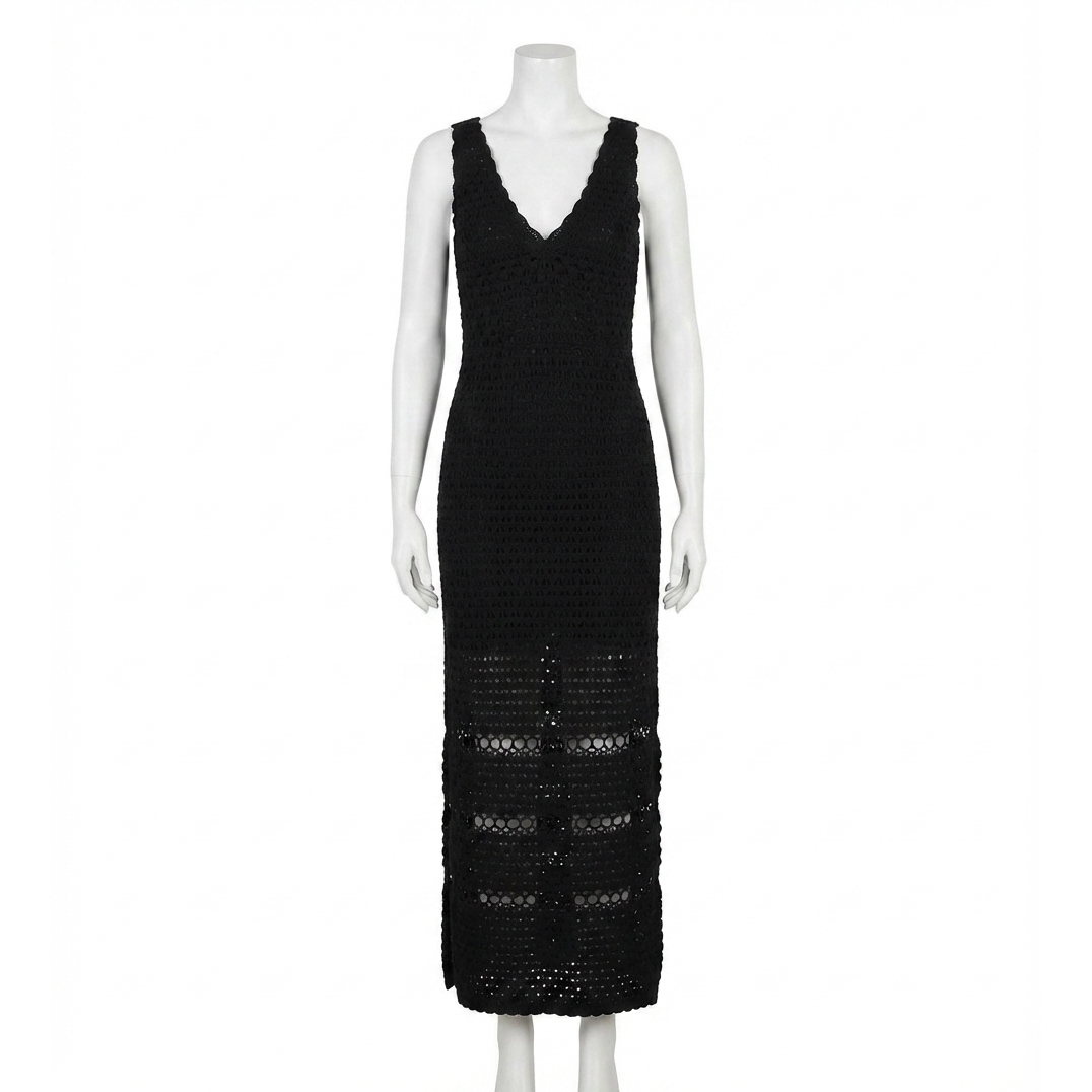 New Cleobella Diah Crochet Midi Dress In Black